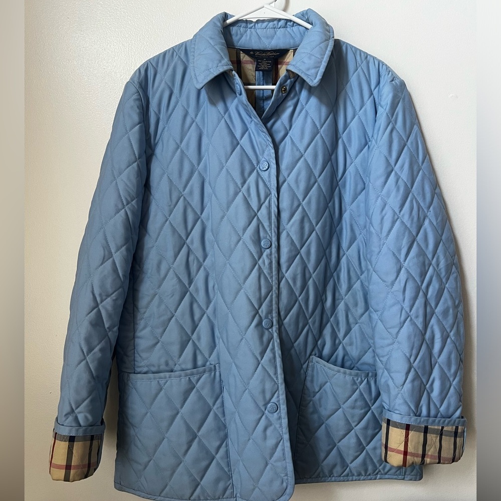 Brooks Brothers Diamond Quilted Periwinkle Sky Blue Jacket